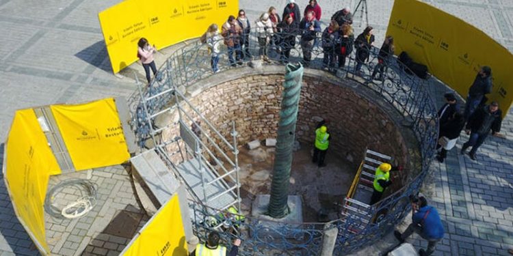 2 bin 500 yıllık yılanlı sütun restore ediliyor; İstanbul'daki en önemli tunç eser
