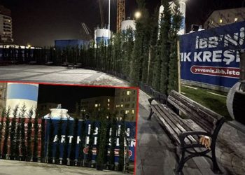 AKP’li belediye İBB’nin afişlerini ‘saksı’ ile gizledi