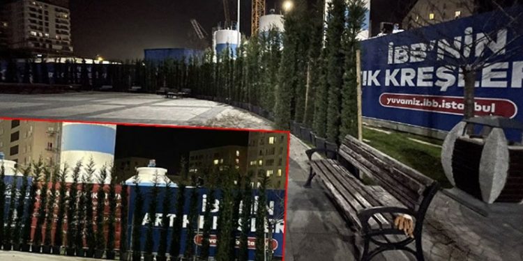 AKP’li belediye İBB’nin afişlerini ‘saksı’ ile gizledi