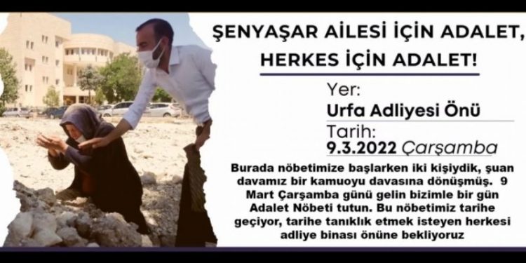 Bekleyişin 365'inci gününde, Şenyaşar ailesinden Urfa Adliyesi önüne davet