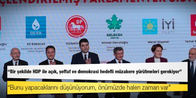 Demirtaş'tan 6 muhalefet partisine: Bir şekilde HDP ile açık, şeffaf ve demokrasi hedefli müzakere yürütmeleri gerekiyor