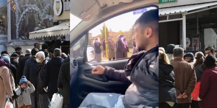 'Dombra' dinleterek yağ kuyruğunda bekleyenlerle alay etti