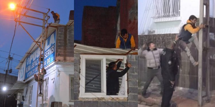 Hırsıza çıktığı yerden inmesi için yardım edip dövdü