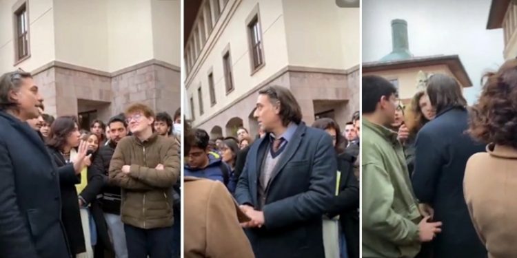 Koç Üniversitesi dekanı 'sen ne diyorsun lan' diyerek öğrencinin üstüne yürüdü