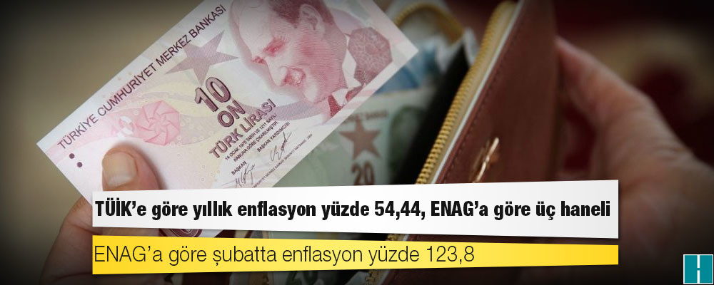 TÜİK’e göre yıllık enflasyon yüzde 54,44, ENAG’a göre üç haneli