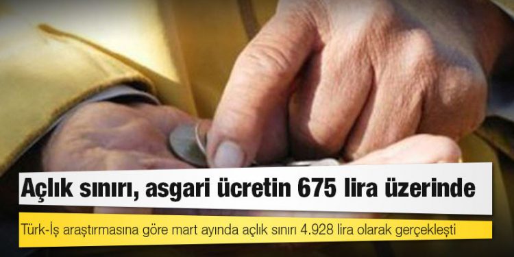 Türk-İş: Açlık sınırı, asgari ücretin 675 lira üzerinde