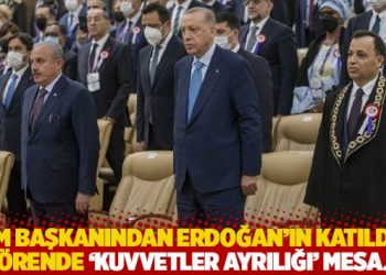 AYM başkanı Arslan'dan Erdoğan&rsquo;ın katıldığı t&ouml;rende &lsquo;kuvvetler ayrılığı&rsquo; mesajı