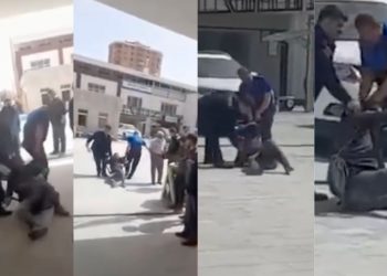 Aksaray’da zabıta dilenciyi sürükleyerek götürdü