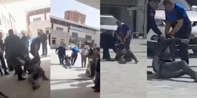 Aksaray’da zabıta dilenciyi sürükleyerek götürdü