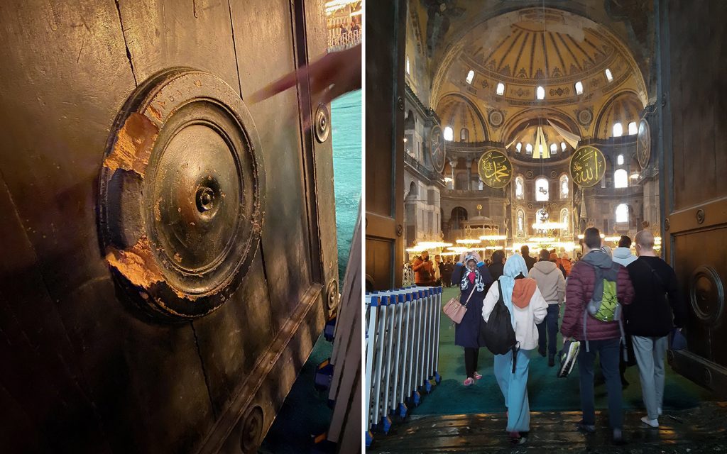 Ayasofya’nın tarihi kapısı tahrip edildi; görevliler ‘büyütmeyin’ dedi