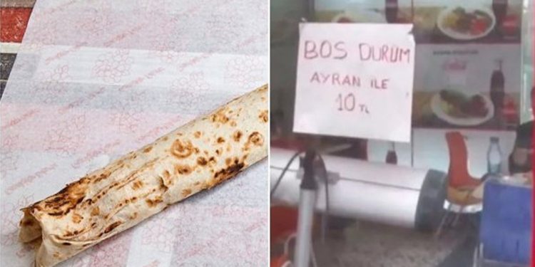 Boş baklavadan sonra 10 TL’ye boş dürüm
