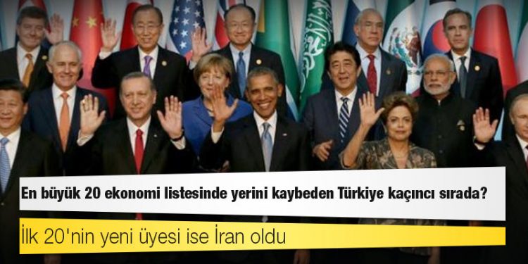 En büyük 20 ekonomi listesinde yerini kaybeden Türkiye kaçıncı sırada?