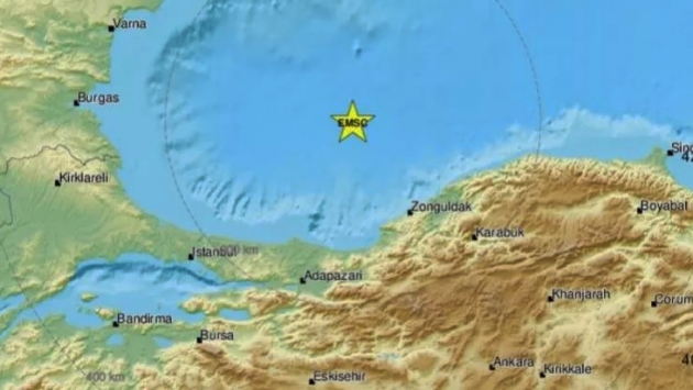 Karadeniz'de 4.5 büyüklüğünde deprem