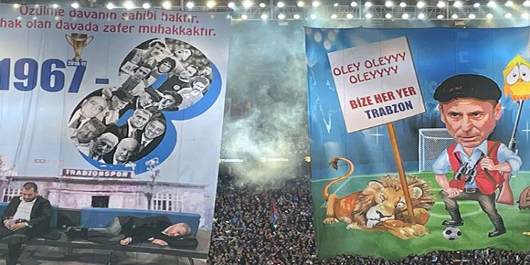 Trabzonspor tribünlerinden "üç büyükler"e gönderme, Fenerbahçe'ye şampiyonluk mesajı!