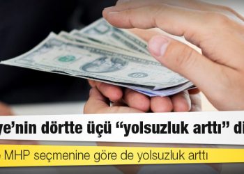 Türkiye'nin dörtte üçü "yolsuzluk arttı" diyor