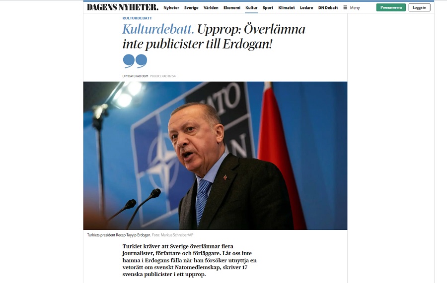 İsveçli aydınlardan ortak çağrı: ‘Erdoğan’ın veto tuzağına düşmeyin, gazetecileri iade etmeyin’