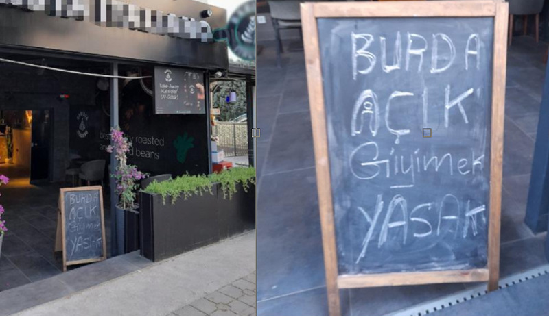 'Açık giyinmek yasaktır’ yazısı bulunan kafeye şortla giren kadın kovuldu