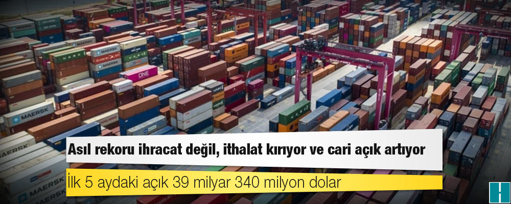 Asıl rekoru ihracat değil, ithalat kırıyor ve cari açık artıyor: İlk 5 aydaki açık 39 milyar 340 milyon dolar