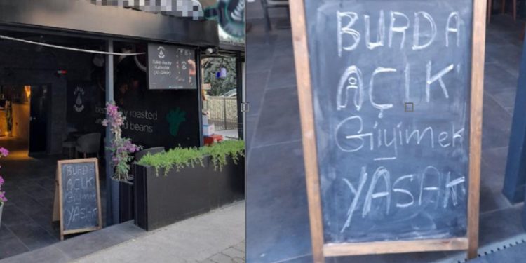 'Açık giyinmek yasaktır’ yazısı bulunan kafeye şortla giren kadın kovuldu