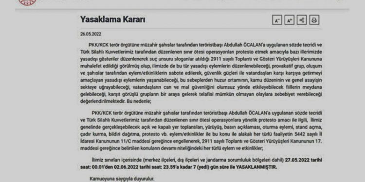 Bursa’da 7 gün boyunca gösteri ve etkinlikler yasaklandı