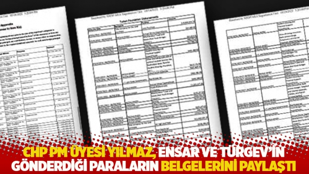 CHP'li Yılmaz, Ensar ve TÜRGEV’in gönderdiği paraların belgelerini paylaştı