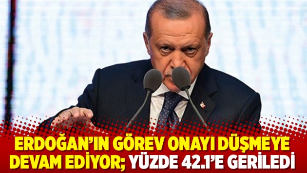 Erdoğan'ın görev onayı düşmeye devam ediyor; Yüzde 42.1'e geriledi