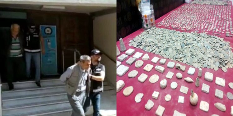 Evlerinin bodrum katında gömülü tarihi eserlerle yakalandılar