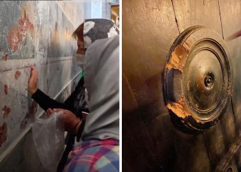 Kapısı ‘yenen’ Ayasofya’nın duvarları da poşetlenip götürülüyor