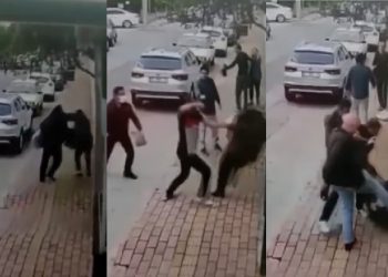 Mesai arkadaşı kadını döven kişi vatandaşların hışmına uğradı