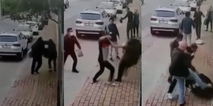 Mesai arkadaşı kadını döven kişi vatandaşların hışmına uğradı