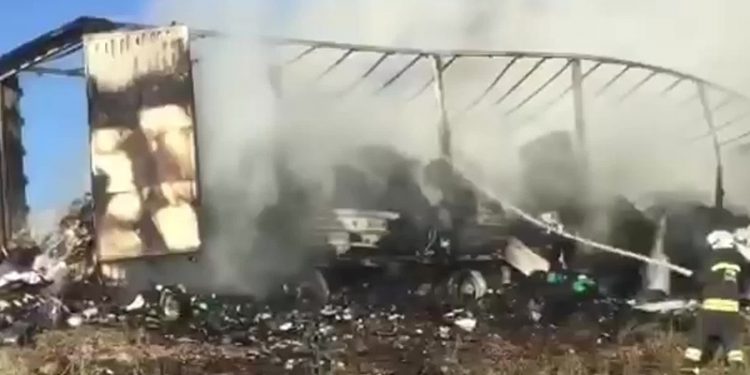 Niğde - Konya yolu üzerinde kargo tırı alev aldı