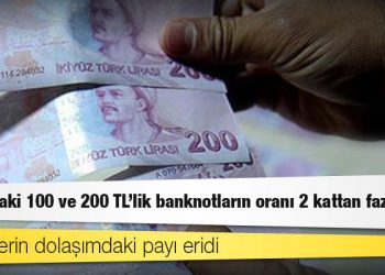 Piyasadaki 100 ve 200 TL'lik banknotların oranı 2 kattan fazla arttı