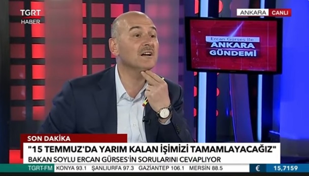 Soylu boğazını gösterdi: Şuramızdayız, 15 Temmuz’da yarım kalan işimizi tamamlayacağız