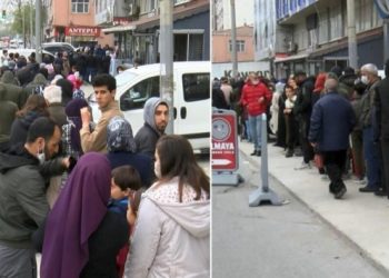 İstanbul&rsquo;da &uuml;cretsiz ayakkabı i&ccedil;in metrelerce kuyruk oluştu