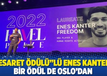 &ldquo;Cesaret &Ouml;d&uuml;l&uuml;&rdquo;l&uuml; Enes Kanter&rsquo;e bir &ouml;d&uuml;l de Oslo&rsquo;dan