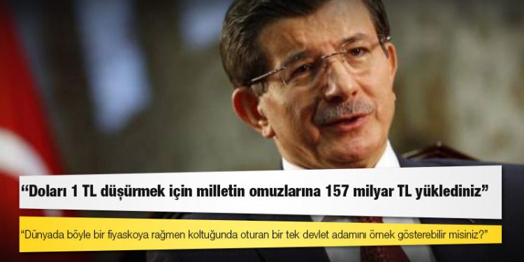 Davutoğlu: 'Doları 1 TL düşürmek için milletin omuzlarına 157 milyar TL yüklediniz'