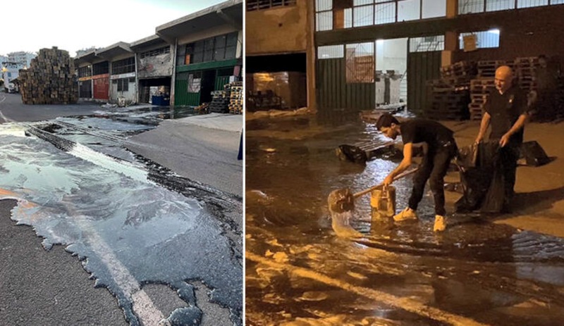 Diyarbakır'da sıvı dolum makinesi basınçla taştı