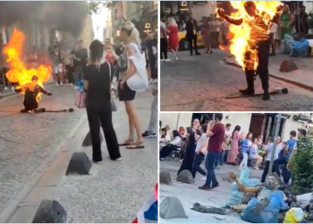 Galata Kulesi önünde bir kişi kendini yaktı