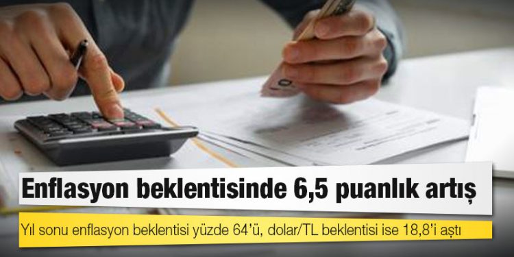 Yıl sonu enflasyon beklentisi yüzde 64’ü, dolar/TL beklentisi ise 18,8’i aştı