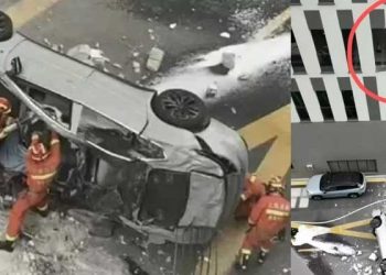 Çin'de elektrikli araç 3. kattan düştü: 2 ölü