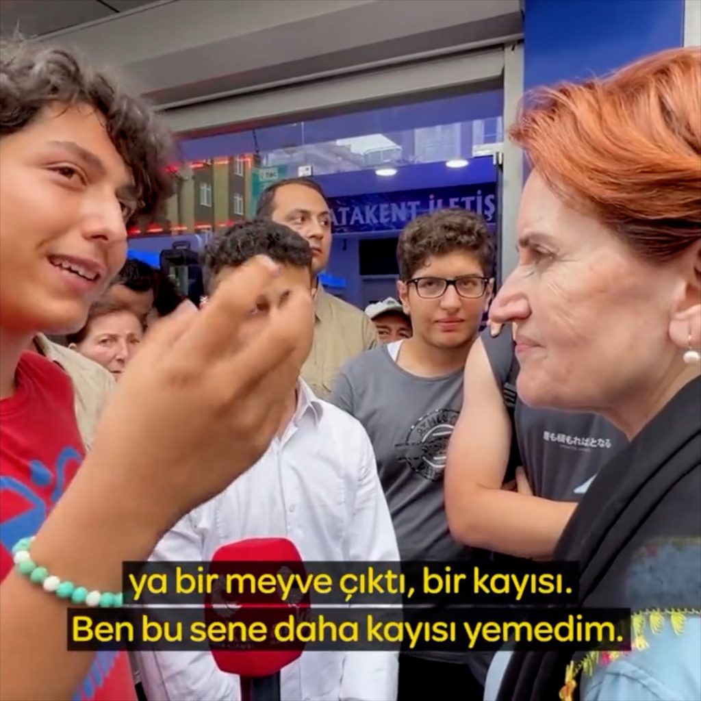 ‘Bu sene kayısı yemedim’ diye pahalılıktan dert yanan gence Akşener küpelerini hediye etti