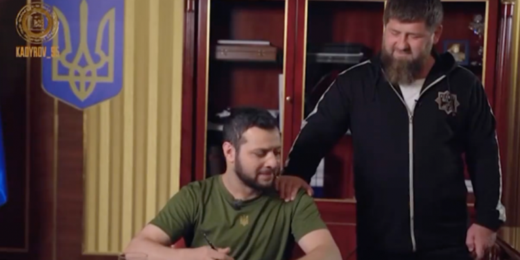 Çeçen lider Kadirov, Zelensky taklidi yapan bir kişiyle video çekti, Ukrayna’da alay konusu oldu