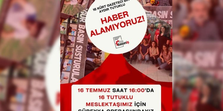 Diyarbakır’da tutuklanan 16 gazeteci için İstanbul’da eylem çağrısı