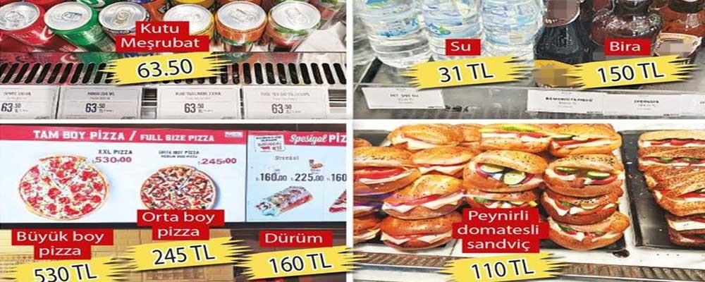 Havalimanındaki yiyecek ve içecek fiyatları dudak uçuklattı: Su 31 lira, büyük boy pizza 530 lira