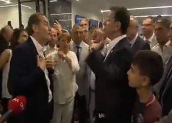 İki belediye başkanı kameralar önünde tartıştı; konu Abdi İpekçi Spor Salonu