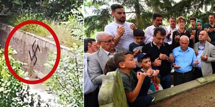 İmamoğlu’nun aile mezarlığına gamalı haç çizildi