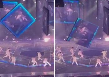 Konser sırasında dev ekran dansçıların üzerine düştü