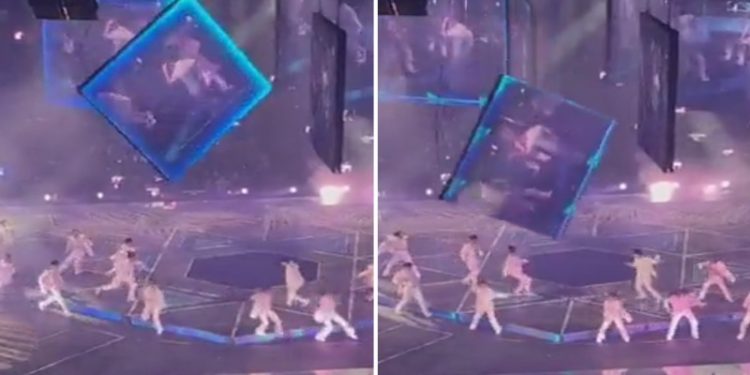 Konser sırasında dev ekran dansçıların üzerine düştü