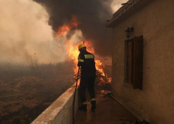 Midilli Adası'ndaki orman yangını evlere sıçradı
