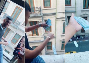 Otel penceresinden sahte dolar saçan kişi yakalandı